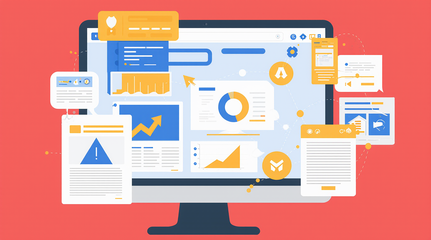 Google Ads nedir ve nasıl çalışır? Reklam kampanyaları, anahtar kelime yönetimi ve performans analizi gösteren dijital pazarlama görseli